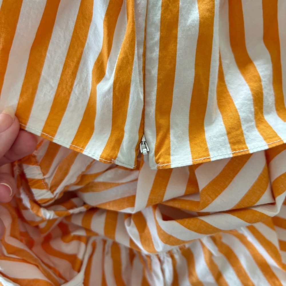 Caroline Constas Onira Balloon Sleeve Off Shoulder Orange Striped Top M - Picture 11 of 12